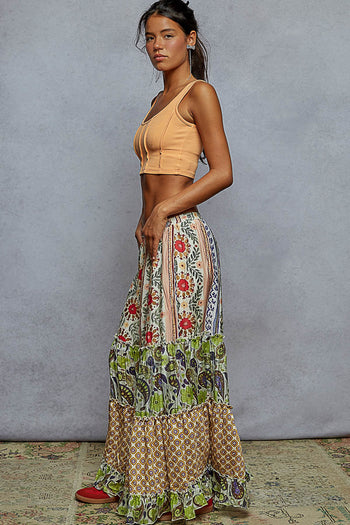 POL Mixed Print Woven Pants in Purple Multi