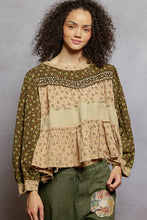 Load image into Gallery viewer, POL Mixed Print Tiered Top in Olive
