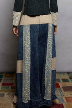 Load image into Gallery viewer, POL French Terry Patchwork Pants with Ruffle Hem in Indigo
