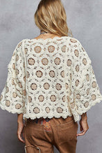 Load image into Gallery viewer, POL Chenille Crochet Cropped Top in Cream/Latte

