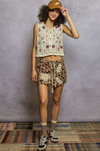 Load image into Gallery viewer, POL Printed Terry Knit Mini Skirt with Crochet Details in Sand Leo

