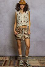 Load image into Gallery viewer, POL Printed Terry Knit Mini Skirt with Crochet Details in Sand Leo
