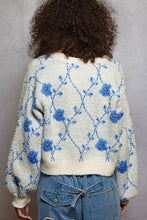 Load image into Gallery viewer, POL Berber Cardigan with a Diamond Floral Print in Cream/Blue
