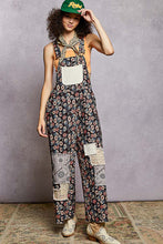 Load image into Gallery viewer, POL Printed Corduroy Overalls with Mixed Patches in Black Multi

