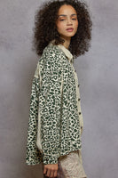 POL Leopard Print Top with Contrasting Thermal Knit Details in Cream Multi