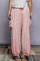 POL OVERSIZED Knit Floral Joggers in Pink Multi