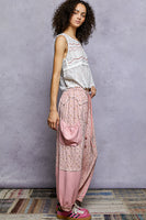 POL OVERSIZED Knit Floral Joggers in Pink Multi