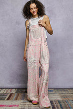 Load image into Gallery viewer, POL Woven Printed and Floral Embroidery Accent Overalls in Pink Floral
