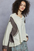 POL Contrasting Color Block Top in Cream
