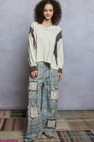 POL Contrasting Color Block Top in Cream