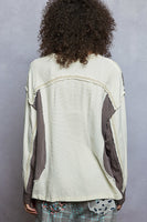 POL Contrasting Color Block Top in Cream