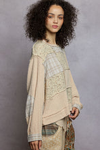 Load image into Gallery viewer, POL Mixed Print Patchwork Top in Toasted Almond
