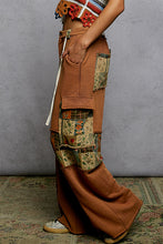 Load image into Gallery viewer, POL French Terry Pants with Mixed Print Patch in Chocolate Mousse
