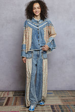 Load image into Gallery viewer, POL Denim and Floral Panel Studded and Lace Detailed Top in Denim ON ORDER
