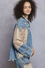 Load image into Gallery viewer, POL Denim and Floral Panel Studded and Lace Detailed Top in Denim ON ORDER
