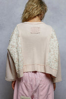 POL Mix n Match Quilted Floral and Thermal Knit Top in Blush