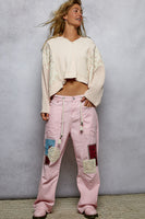 POL Mix n Match Quilted Floral and Thermal Knit Top in Blush