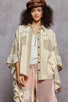 POL Mix N Match OVERSIZED Button Down Top in Natural