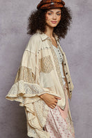 POL Mix N Match OVERSIZED Button Down Top in Natural
