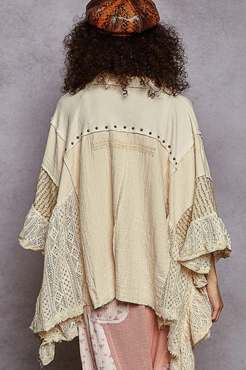 POL Mix N Match OVERSIZED Button Down Top in Natural
