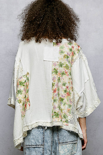 POL Boxy OVERSIZED Contrasting Top in Off White