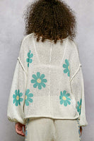 POL Lightweight Flower Print Knit Sweater in Ivory