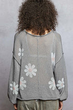 Load image into Gallery viewer, POL Lightweight Flower Print Knit Sweater in Koala Grey
