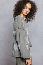 Load image into Gallery viewer, POL Lightweight Flower Print Knit Sweater in Koala Grey
