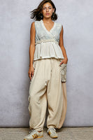 POL Vintage Bloom Peplum Top in Ivory Multi