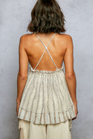 POL Front Tie Sleeveless Top in Natural