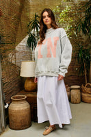 BucketList 'TN' Striped Embroidered Mock Neck Sweatshirt in Heather Grey