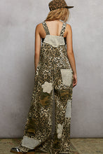 Load image into Gallery viewer, POL Printed Twill Overalls with Mixed Crochet Patches in Sand Leopard
