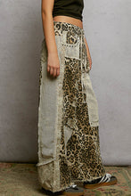 Load image into Gallery viewer, POL Denim Studded and Crochet Patch Pants in Sand Leopard
