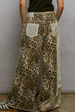 Load image into Gallery viewer, POL Denim Studded and Crochet Patch Pants in Sand Leopard
