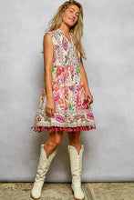 Load image into Gallery viewer, POL Mixed Print and Tassel Detail Tiered Mini Dress in Cream Multi

