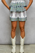 Load image into Gallery viewer, POL Vintage Bloom Block Print Shorts in Green Multi
