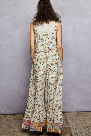 POL Overall in Natural Green Floral