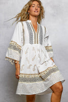 POL Embroidered Dress in Ivory Multi