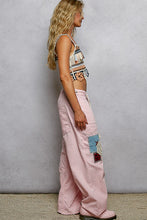 Load image into Gallery viewer, POL Striped Twill Barrel Pants with Mixed Patches in Pink Striped
