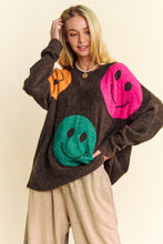 Load image into Gallery viewer, Davi &amp; Dani Multi Colored Smiley Face Print Knit Sweater in Brown Multi ON ORDER
