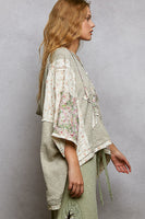 POL Star Patched Hooded Top in Light Grey