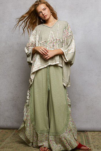 POL Star Patched Hooded Top in Light Grey