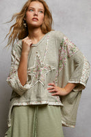 POL Star Patched Hooded Top in Light Grey