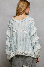 Load image into Gallery viewer, POL Ruffle Detailed Mixed Lace Top in Pure Water ON ORDER
