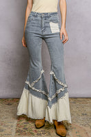 POL Denim Jeans with Double Ruffle Gauze and Ruffles in Denim