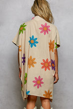 Load image into Gallery viewer, POL OVERSIZED Bold Floral and Beaded Detail Mini Dress in Cream Multi

