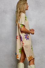 Load image into Gallery viewer, POL OVERSIZED Bold Floral and Beaded Detail Mini Dress in Cream Multi
