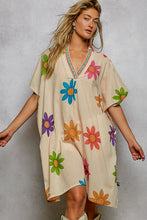 Load image into Gallery viewer, POL OVERSIZED Bold Floral and Beaded Detail Mini Dress in Cream Multi
