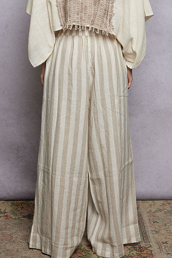 POL Linen Blend Contrasting Stripe Pants in Natural Multi