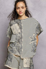 Load image into Gallery viewer, POL Navy Stripe Top with Crochet Details in Navy Multi
